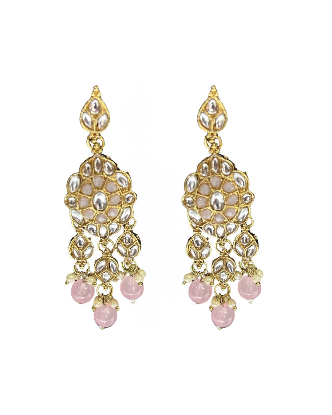 Pearl Kundan Choker Set with Light Pink Beads - Image 3