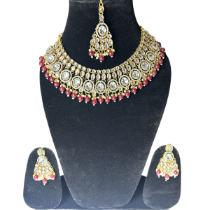 Royal Radiance Kundan Necklace Set with Ruby Red Beads