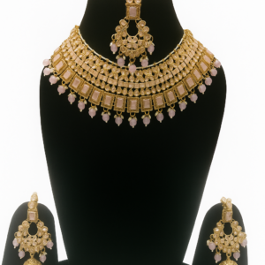 Royal Kundan Bridal Jewellery Neckless Set β Light Pink Edition
