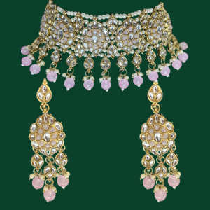 Pearl Kundan Choker Set with Light Pink Beads