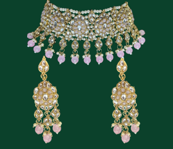 Pearl Kundan Choker Set with Light Pink Beads