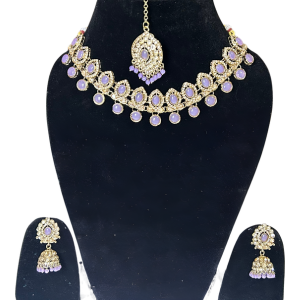 Regalia Radiance: Purple Gemstone Necklace & Earring Set