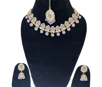 Regalia Radiance: Purple Gemstone Necklace & Earring Set